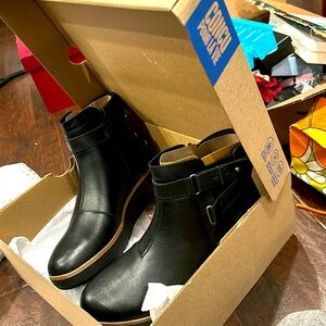 Clarks Black Leather Ankle Booties